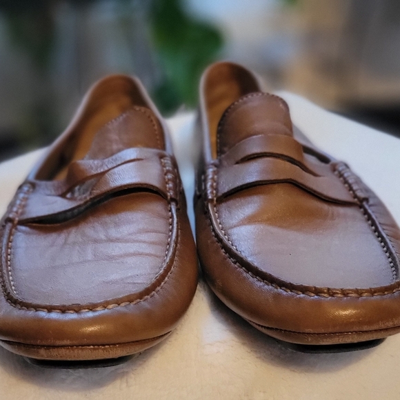 Flag Ltd Mens Brown Leather Slip-On Driver Loafers with Penny Keeper. Size 8 - Picture 3 of 9